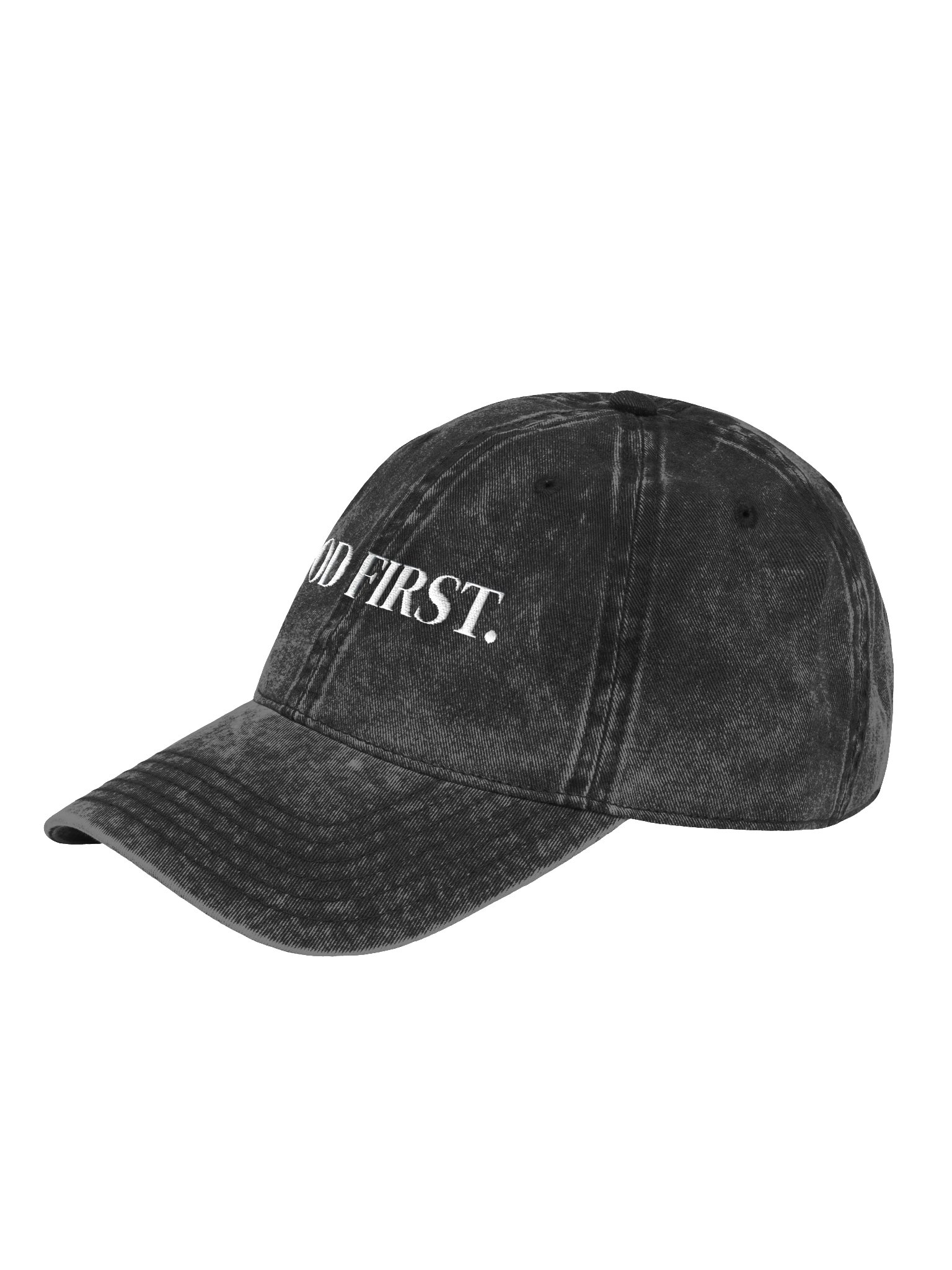 Gospel Of Clothing God First Vintage Wash Hat - Image 1