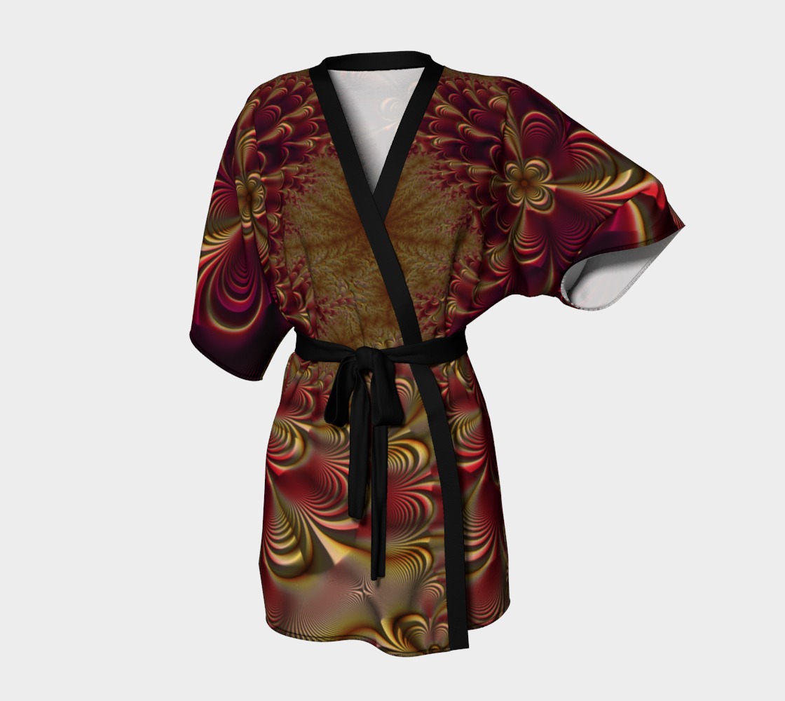 GOLDEN RED SILK TWILL KIMONO ROBE - Image 1