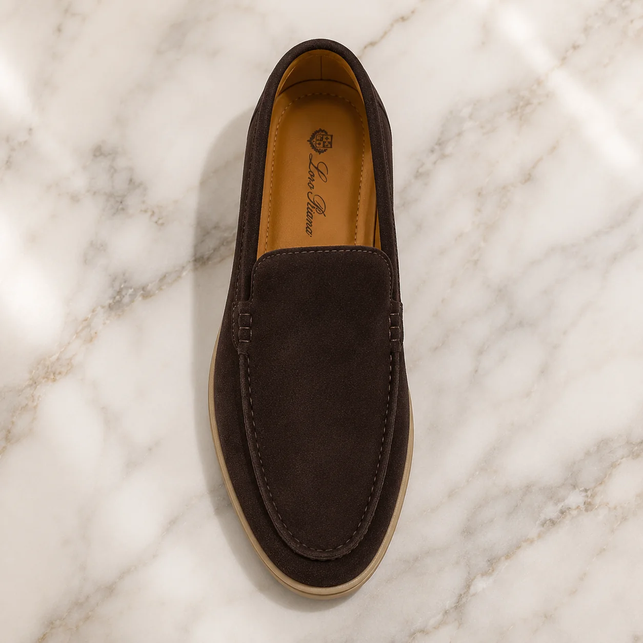 Loro Piana Premium Suede Loafers – Brown - Image 1